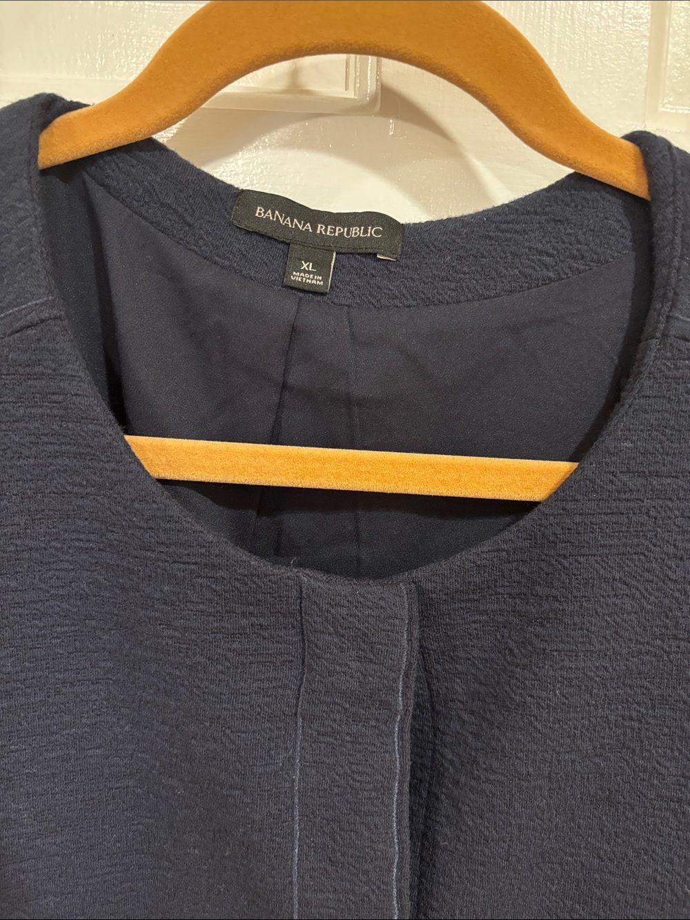 Banana Republic Navy Collarless Textured Blazer - Picture 3 of 9